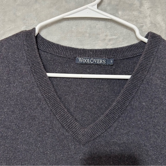 WOOLOVERS Mens Vest Large Cashmere Blend Jumper Tank Top Grey Good Cond v neck - Picture 2 of 6